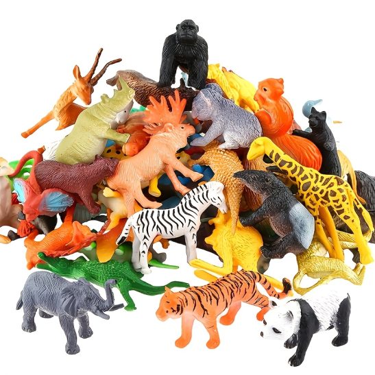 53pcs Mini Animal Models for - Realistic Collectible Dolls Suitable for Learning, Role-Play & Education - Forest Animals, Birds, Poultry with Multicolor Mini Figures for,, Homeschool Teaching Toy