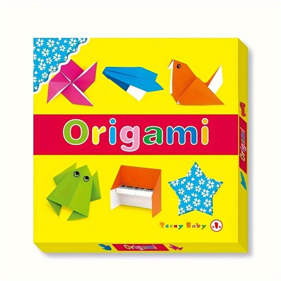 1 Box of English Origami Set, 40 Sheets of Folding Paper, a Box Containing 69 Easy Origami Model Teaching Diagrams, Improve Hands-On Ability