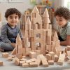 100pcs Solid Wood Building Block Set, And Paint-Free, to Enhance Logical Thinking. Made from Beechwood, Suitable for 3 to 12-Year-Old Children As an Educational Toy. Toys for Boys, Wooden Castle Set, Large Wooden Stacking Toy
