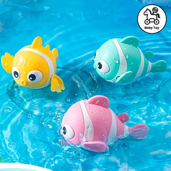 3pcs Youngsters Water Toys, Clockwork Clownfish, Perfect as Holiday Gifts or Souvenirs, Suitable for Indoor and Outdoor Play, Summer Bath Toys