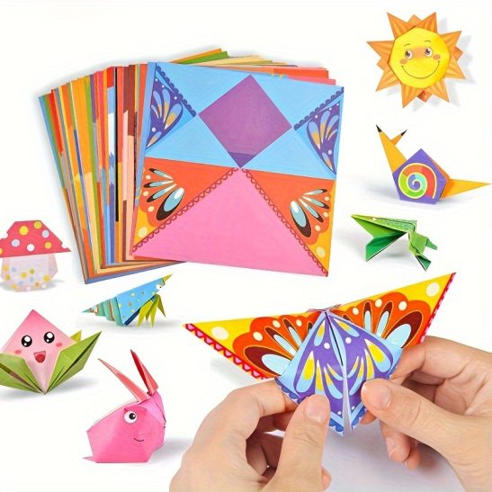 Origami Fun Kit, with Guiding Book, 54 Sheets Paper, DIY Art and Craft Projects, Beginners Training Craft