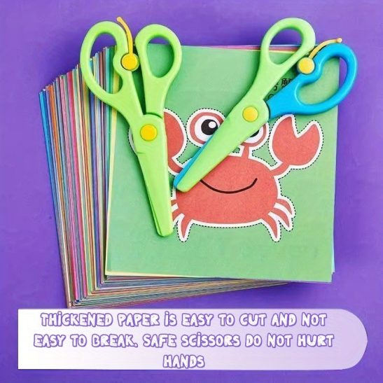 96pcsu002Fset of color Paper Cuttings art craft kits, rich in color patterns, various styles, educational entertainment, with children's safety scissors, enhance creativity, concentration and sports skills, ideal gifts for children's June Day, Mother's