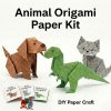 3D Animal Paper Craft Set, Origami Kit for Cats, Dogs, And Dinosaurs, Craft for Adults