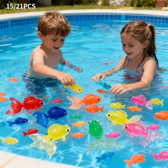 Gift for Heru002FHim 15u002F21pcs Floating Plastic Goldfish Toys for Indoor And Outdoor Water Games | Ideal for Summer And Winter Parties, Christmas, Thanksgiving, And New Year Gifts, Vibrant Colors And Comfortable Touch